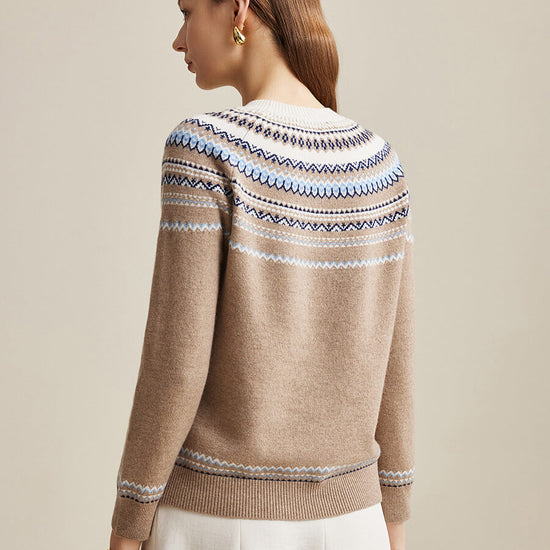 COMOBOCA 100% Wool Women's Fair Isle Sweater