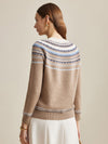 COMOBOCA 100% Wool Women's Fair Isle Sweater