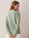 COMOBOCA 100% Cashmere Women's Round Neck Ribbed Knit Sweater