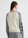COMOBOCA 100% Cashmere Women's Color Block Round Neck Sweater