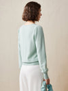 COMOBOCA 100% Cashmere Women's Pearl-Trimmed Knit Sweater