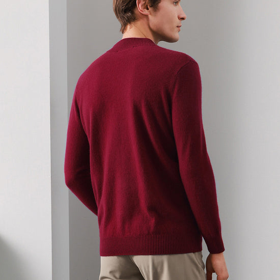 COMOBOCA 100% Cashmere Men's Mock Neck Knit Sweater