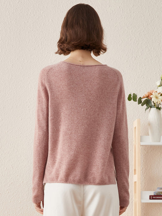 COMOBOCA 100% Cashmere Women's Loose Knit Sweater