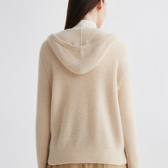 COMOBOCA 100% Cashmere Women's Half Zip Hoodie