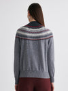 COMOBOCA 100% Cashmere Women's Fair Isle Mock Neck Button Front Sweater