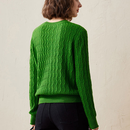 COMOBOCA 100% Cashmere Women's Classic Cable Knit Sweater