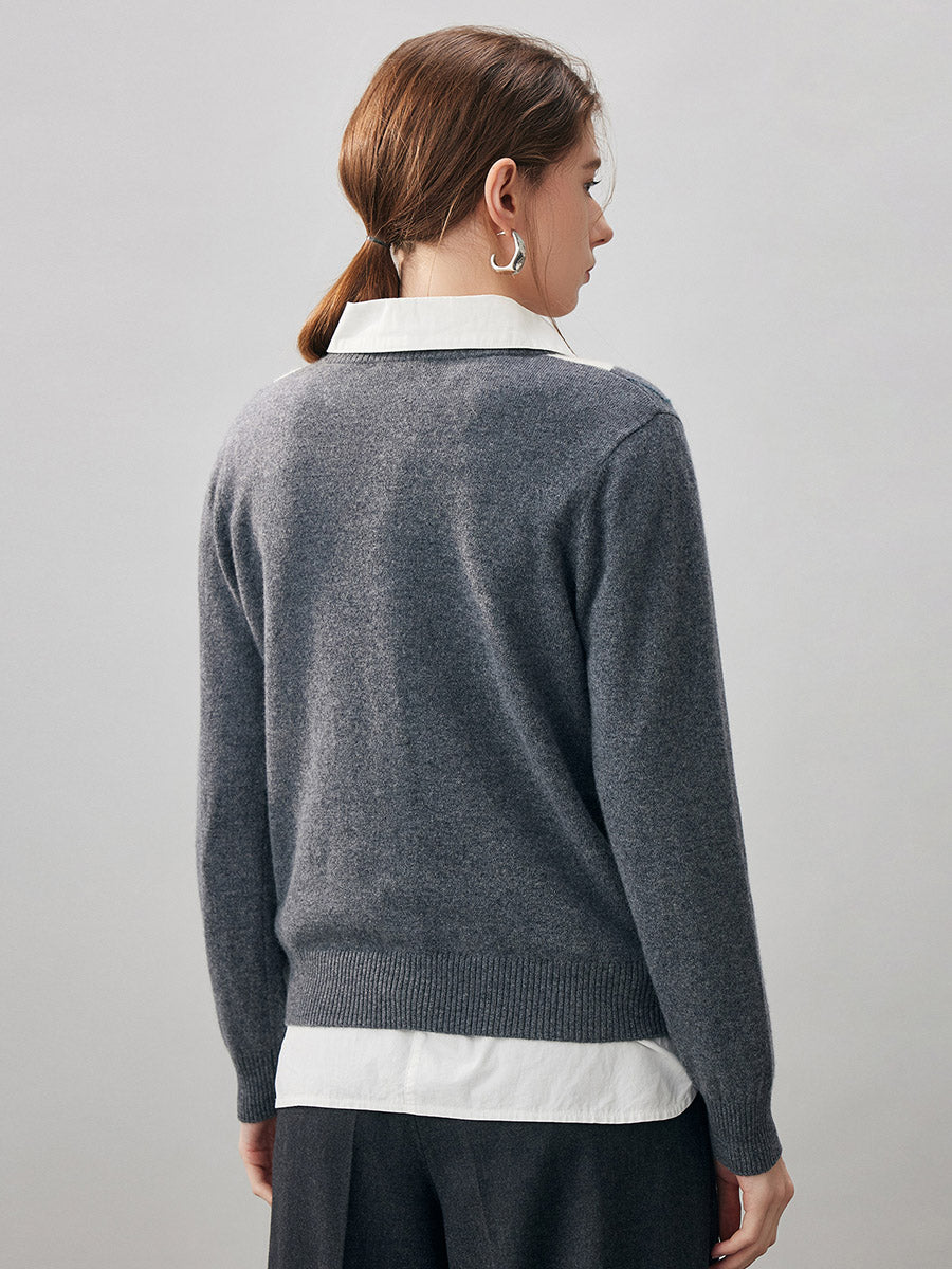 COMOBOCA 100% Cashmere Women's Argyle Pattern Cardigan