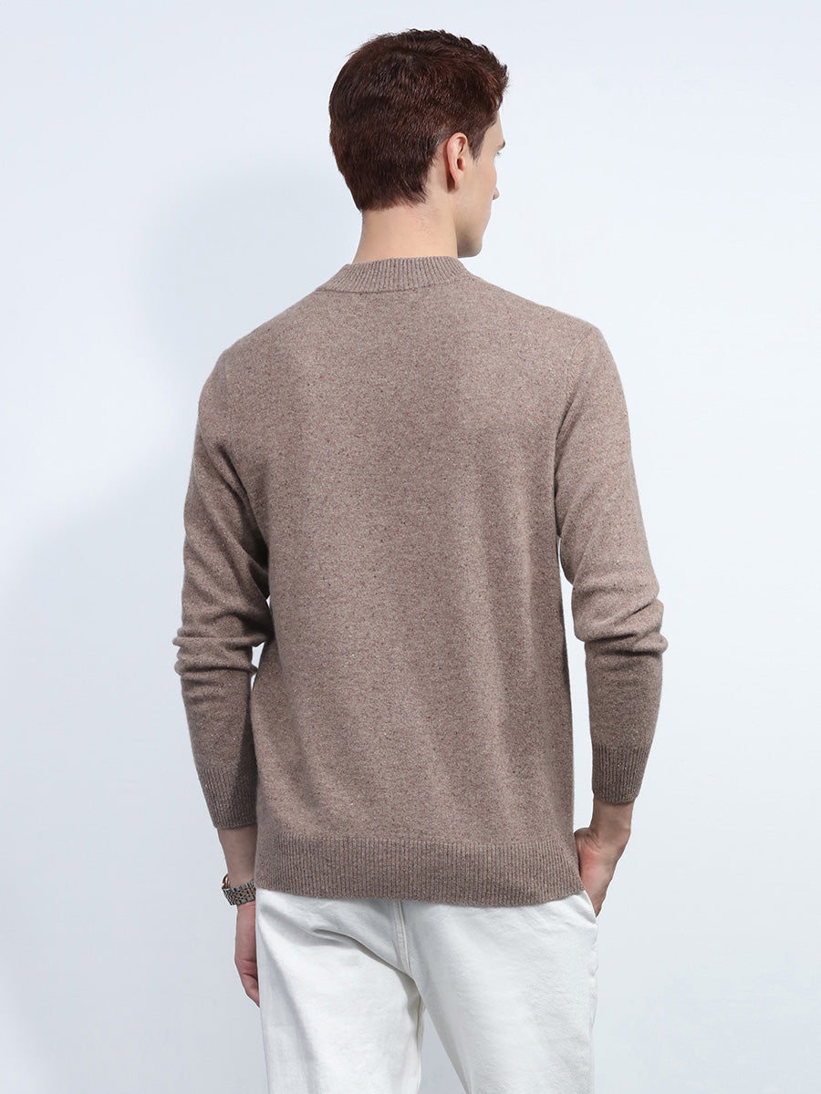 COMOBOCA 100% Cashmere Men's Mock Neck Knit Sweater