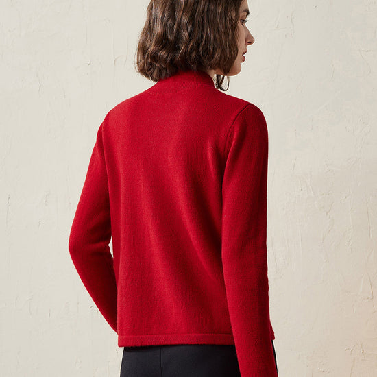 COMOBOCA 100% Cashmere Women's Cardigan with Mandarin Collar