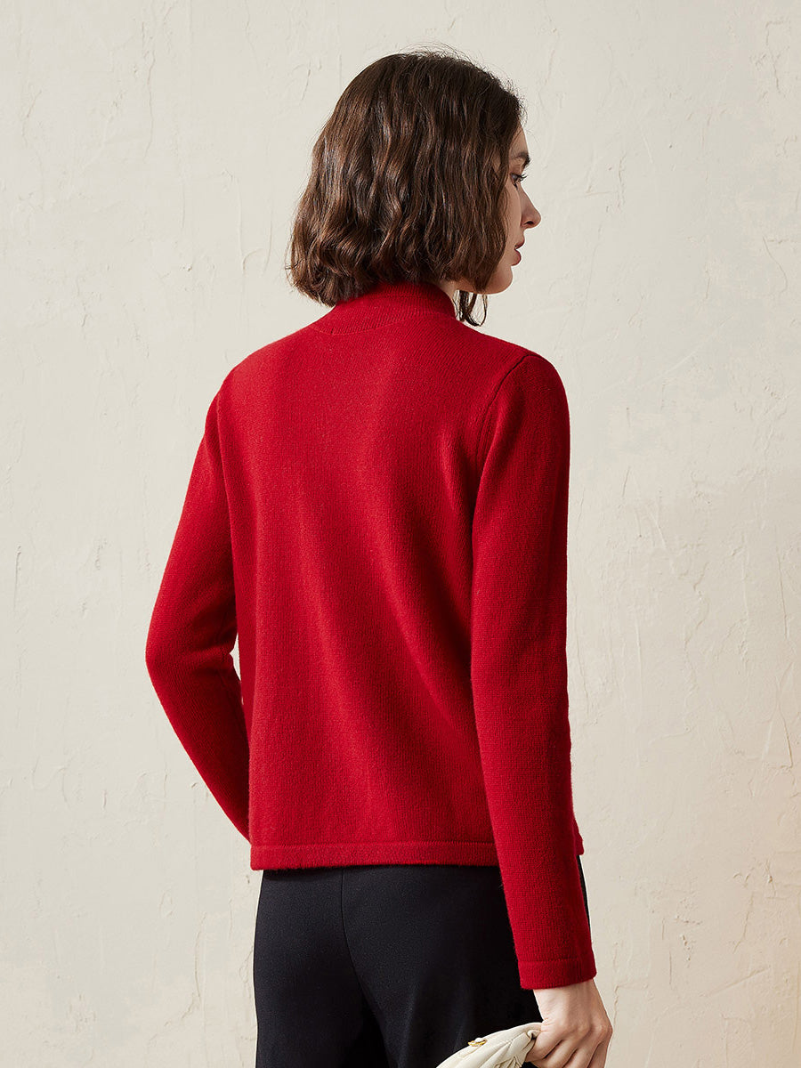 COMOBOCA 100% Cashmere Women's Cardigan with Mandarin Collar