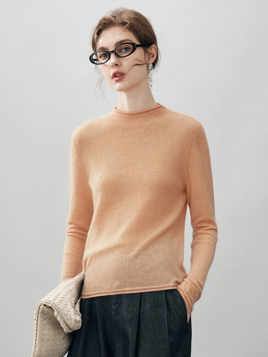 COMOBOCA 100% Cashmere Women's Round Neck Knit sweater