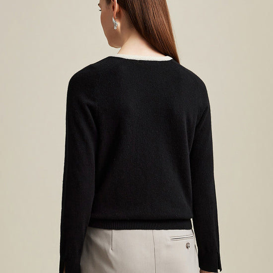 COMOBOCA 100% Cashmere Women's Button-Accent Sweater