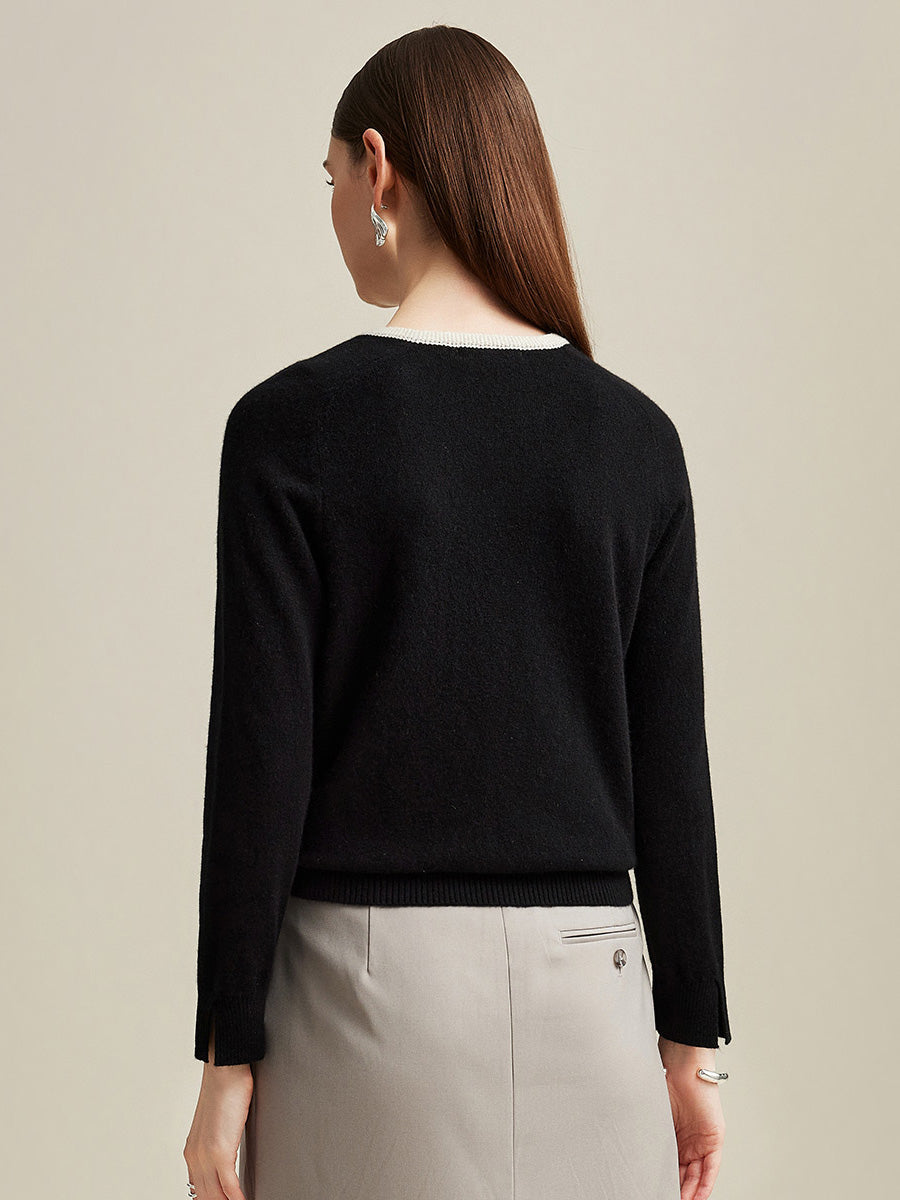 COMOBOCA 100% Cashmere Women's Button-Accent Sweater