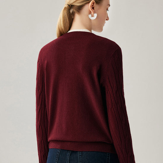 COMOBOCA 100% Cashmere Women's Cable Knit Button Front Cardigan