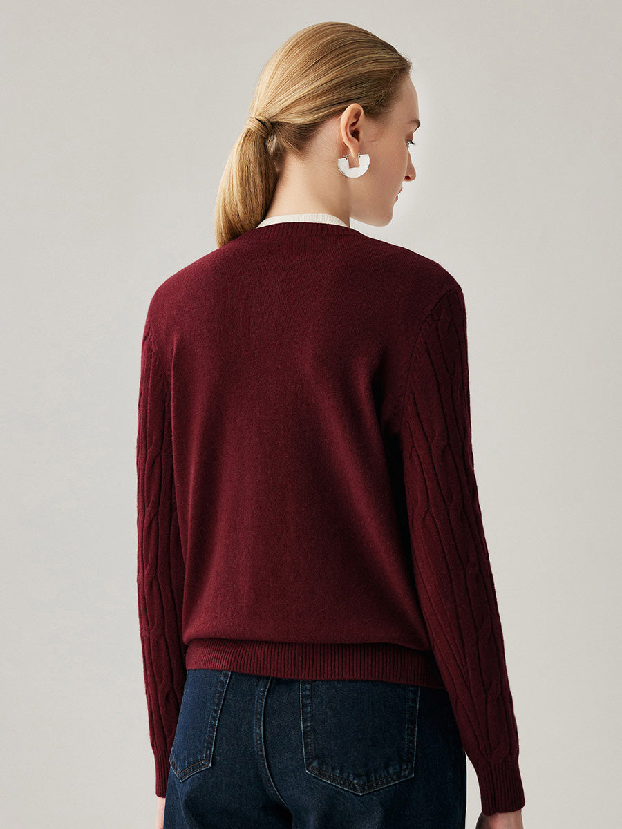 COMOBOCA 100% Cashmere Women's Cable Knit Button Front Cardigan