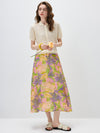 Women's Silk-Cotton Blend Peter Pan Collar Pointelle Knit Short Sleeve Top