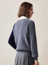 COMOBOCA 100% Cashmere Women's Color Block Knit Sweater