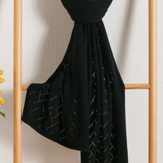 COMOBOCA BLACK 100% Cashmere Solid Color Scarf