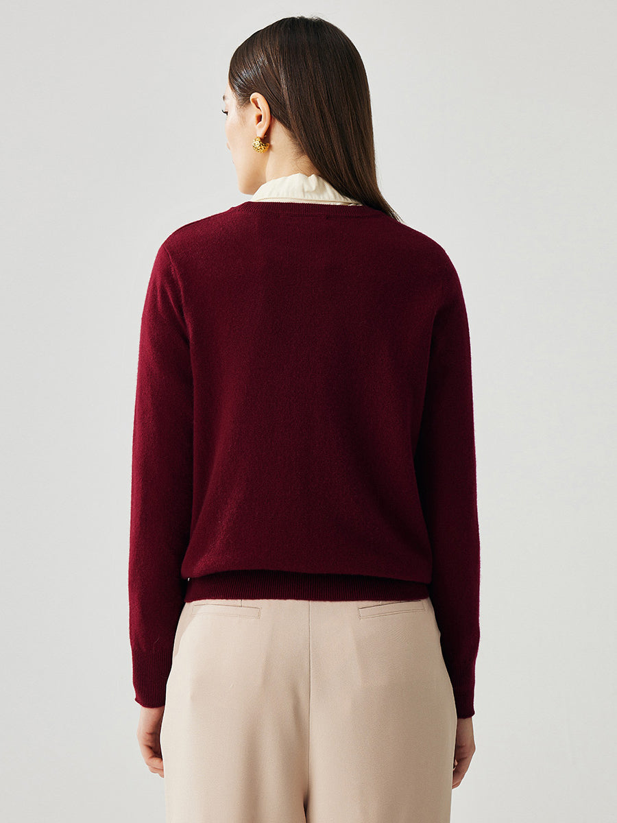 COMOBOCA 100% Cashmere Women's Round Neck Sweater