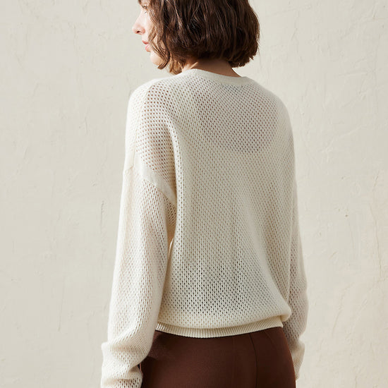 COMOBOCA 100% Cashmere Women's Breathable Mesh Sweater