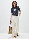 COMOBOCA Women's Elephant Intarsia Ribbed Knit T-Shirt