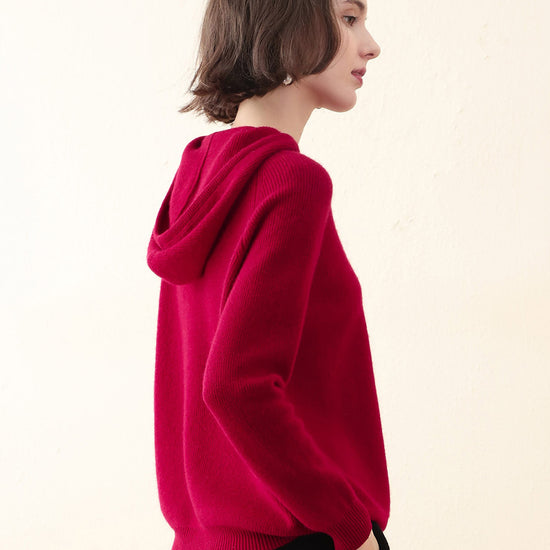 COMOBOCA 100% Cashmere Women's Knit Sweater Hoodie