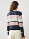 COMOBOCA Women's Striped Color Block Sweater