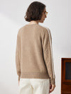COMOBOCA 100% Cashmere Women's Crew Neck Intarsia Knit Sweater