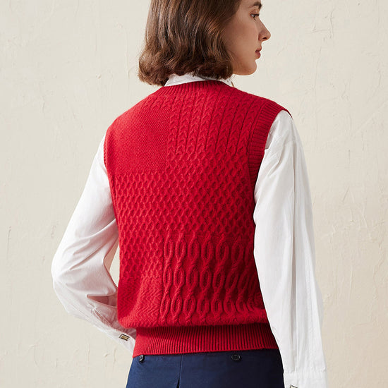 COMOBOCA 100% Cashmere Women's Knitted Sleeveless Sweater Vest