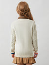 COMOBOCA 100% Wool Kids' Cable Knit Round Neck Sweater
