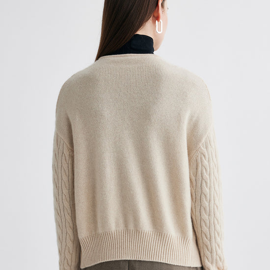 COMOBOCA 100% Cashmere Women's Cable Zip Up Knit Cardigan