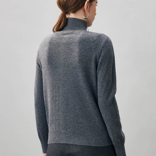 COMOBOCA 100% Cashmere Women's Turtleneck Button Front Knit Cardigan