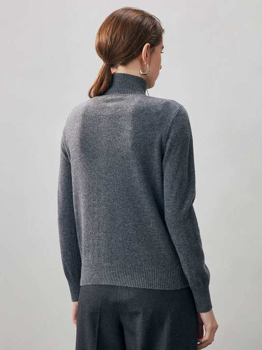 COMOBOCA 100% Cashmere Women's Turtleneck Button Front Knit Cardigan