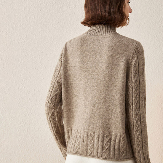 COMOBOCA 100% Cashmere Women's Knit Zip Up Cardigan Sweater