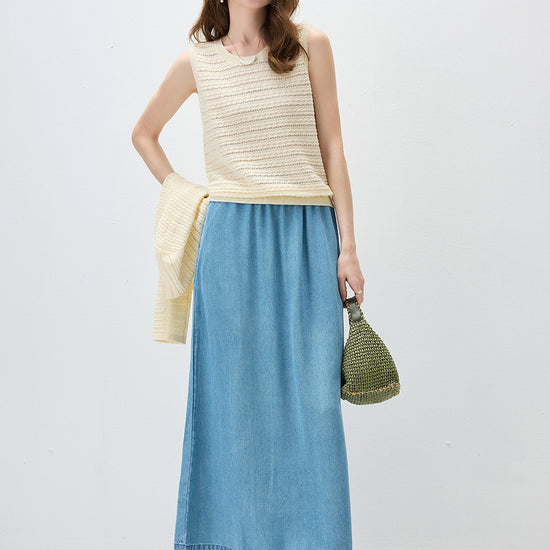 COMOBOCA Women's Textured Openwork Knit Sweater Vest