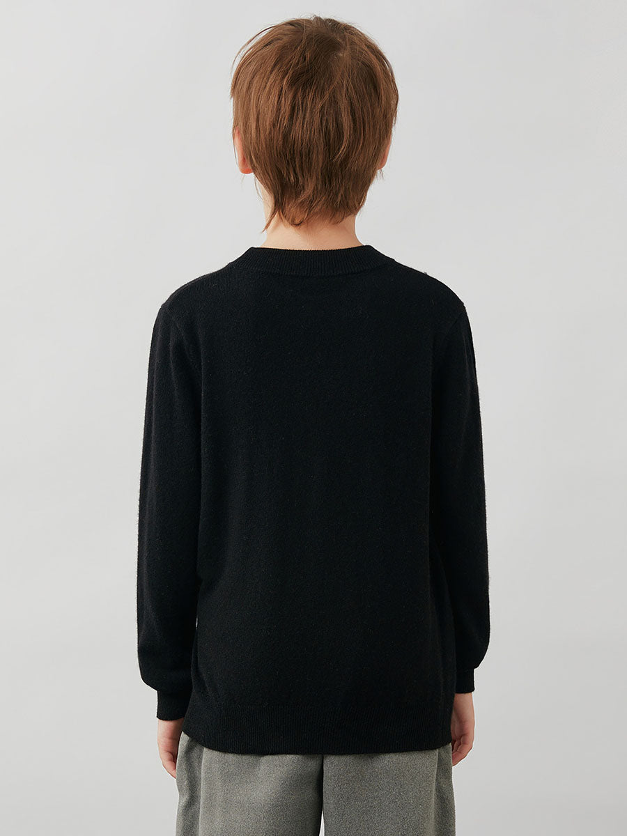 COMOBOCA 100% Wool Kids' Argyle Pattern Round Neck Sweater