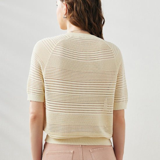 COMOBOCA Women's Ribbed Perforated T-Shirt