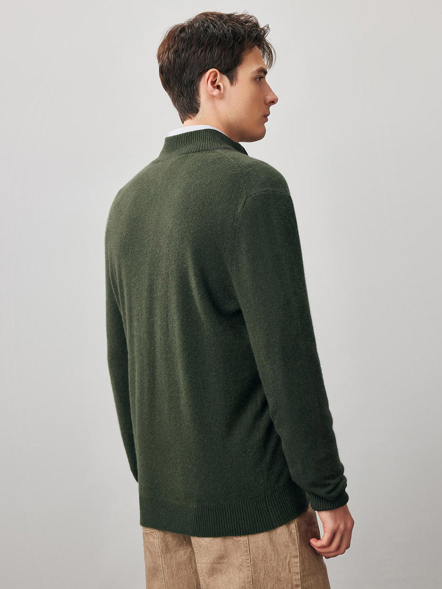 100% Cashmere Men's Half Zip Mock Neck Sweater – COMOBOCA