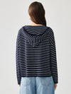 COMOBOCA Women's Striped Button Hooded Cardigan