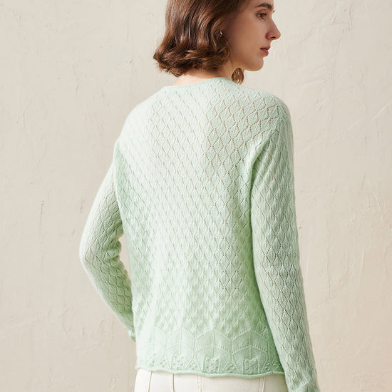 COMOBOCA 100% Cashmere Women's Diamond Pattern Pullover Sweater