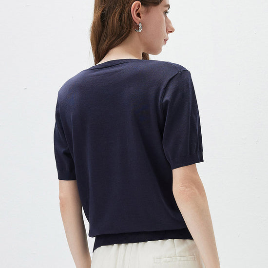 COMOBOCA Women's Forest Animal Intarsia Knit T-Shirt