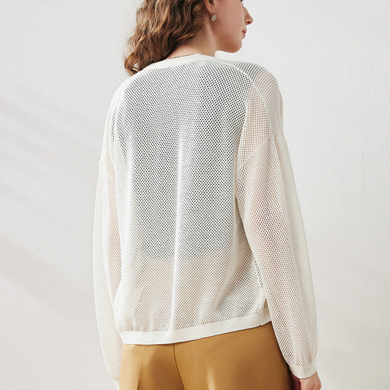 COMOBOCA Women's Open Front Mesh Knit Cardigan