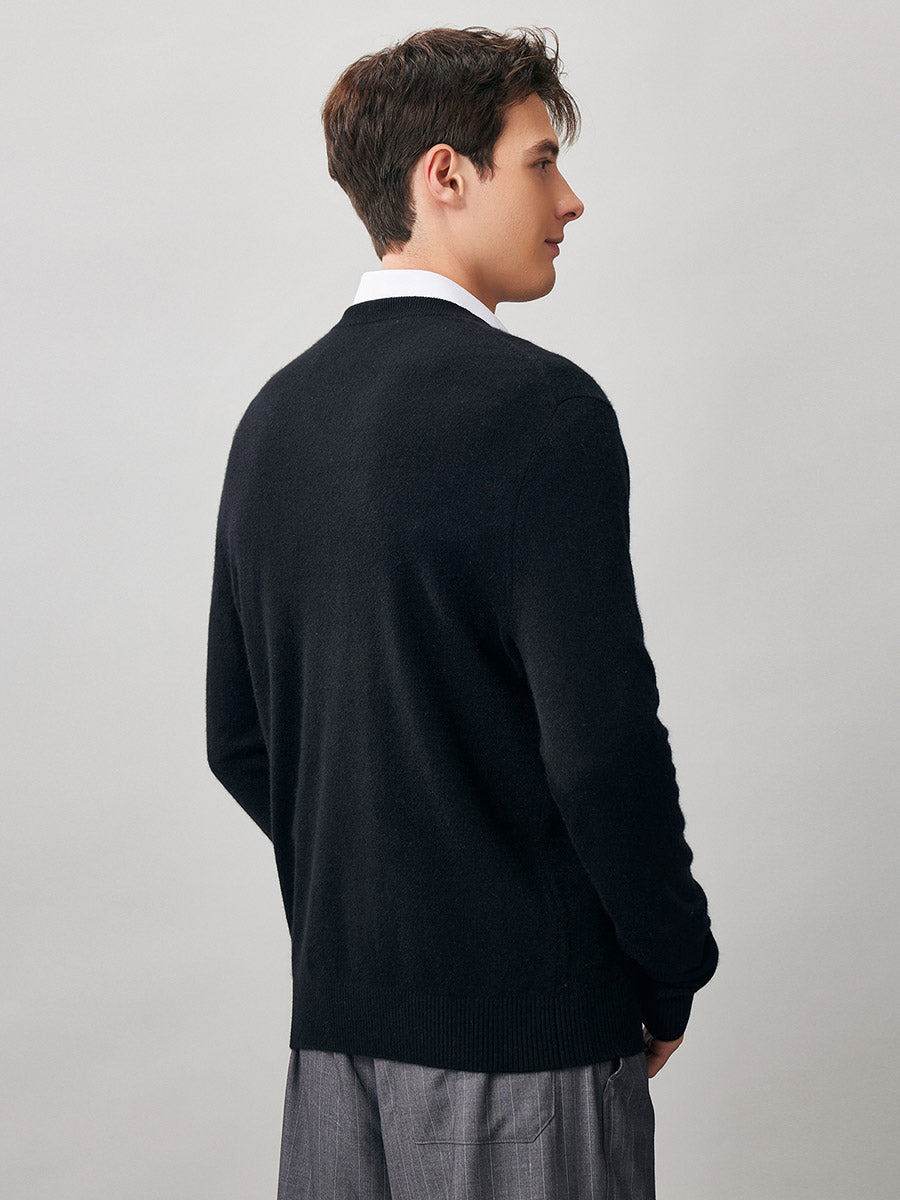 COMOBOCA 100% Cashmere Men's V-Neck Sweater