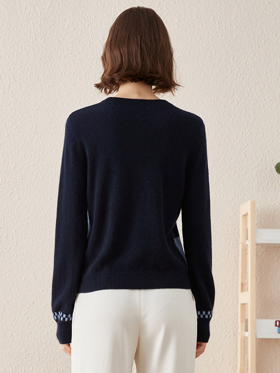 COMOBOCA 100% Cashmere Women's Round Neck Knit Sweater