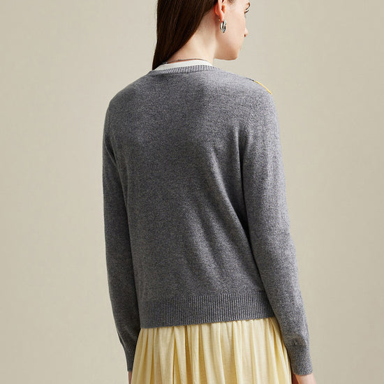 COMOBOCA 100% Cashmere Women's Argyle Pattern Button-Up Cardigan