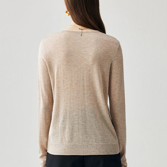 COMOBOCA Women's Rhinestone Detail Crewneck Knit Sweater