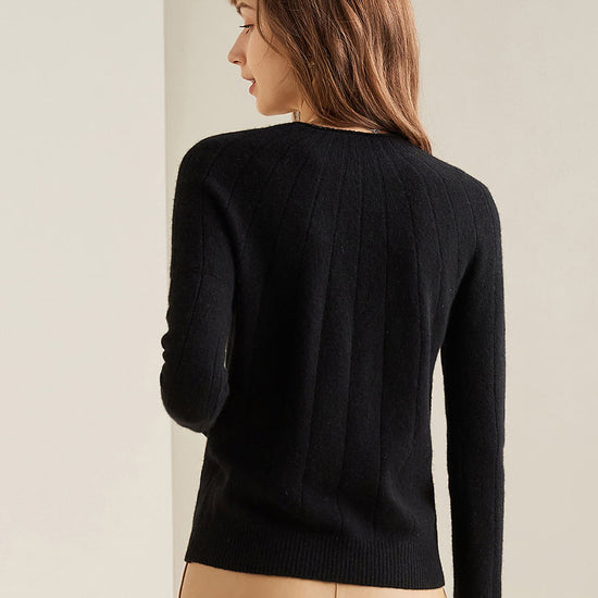 COMOBOCA 100% Cashmere Women's Ribbed Knit Pullover Sweater
