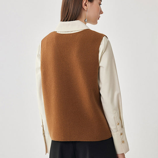 COMOBOCA 100% Wool Women's Button-Down Knit Vest