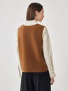 COMOBOCA 100% Wool Women's Button-Down Knit Vest