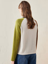 COMOBOCA 100% Wool Women's Color Block Knit Sweater